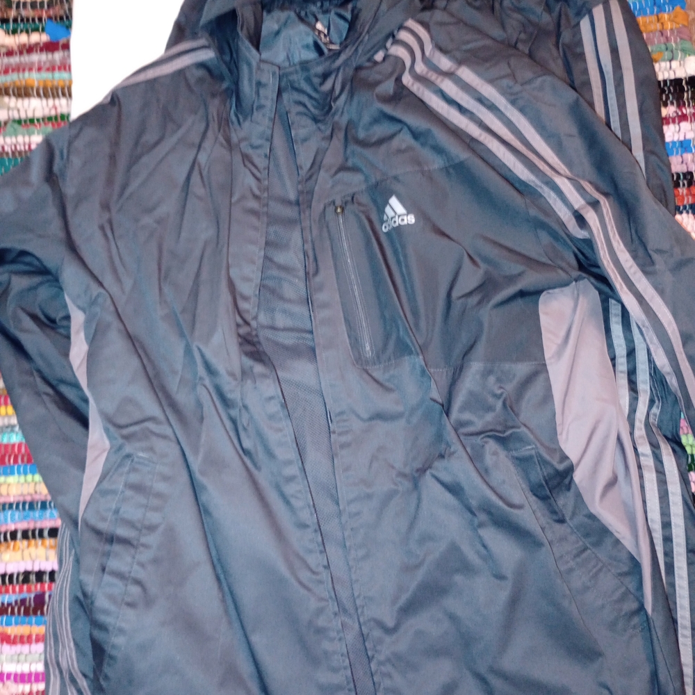 Adidas Charcoal Hooded Jacket And Pants with Stripes